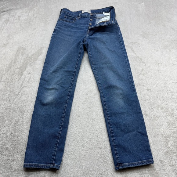 Everlane Denim - Everlane Cigarette Jeans Women 28 Regular Blue Hi Rise Button Fly Stretch Denim